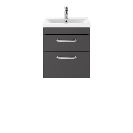  Nuie Athena 500mm Wall Hung Cabinet With Basin 1 - Gloss Grey - ATH074A
