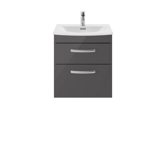  Nuie Athena 500mm Wall Hung Cabinet With Basin 4 - Gloss Grey - ATH074G