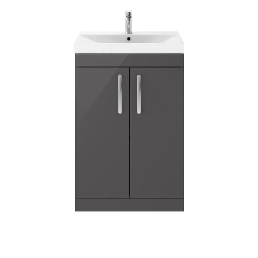  Nuie Athena 600mm Floor Standing Cabinet With Basin 3 - Gloss Grey