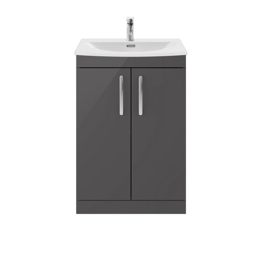  Nuie Athena 600mm Floor Standing Cabinet With Basin 4 - Gloss Grey