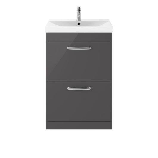  Nuie Athena 600mm Floor Standing Vanity With Basin 3 - Gloss Grey