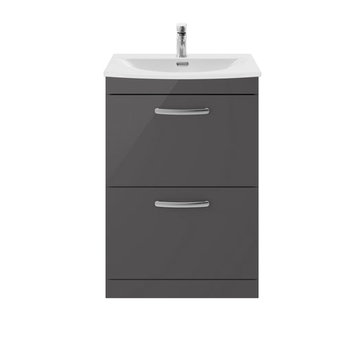  Nuie Athena 600mm Floor Standing Vanity With Basin 4 - Gloss Grey