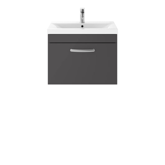  Nuie Athena 600mm Wall Hung Cabinet With Basin 1 - Gloss Grey - ATH077A