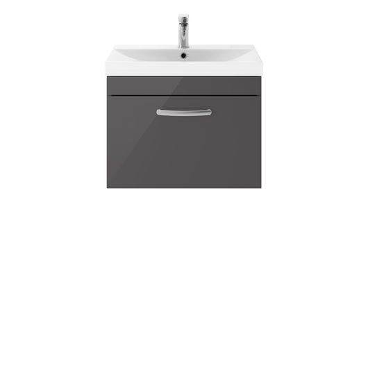  Nuie Athena 600mm Wall Hung Cabinet With Basin 3 - Gloss Grey - ATH077D