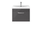 Nuie Athena 600mm Wall Hung Cabinet With Basin 3 - Gloss Grey - ATH077D