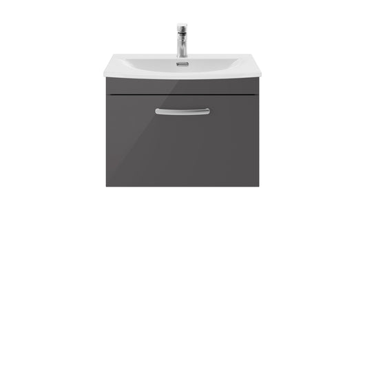  Nuie Athena 600mm Wall Hung Cabinet With Basin 4 - Gloss Grey - ATH077G