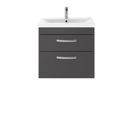  Nuie Athena 600mm Wall Hung Cabinet With Basin 1 - Gloss Grey - ATH078A