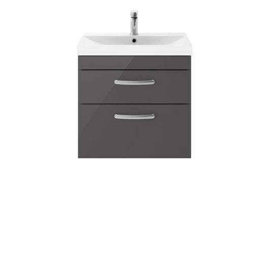  Nuie Athena 600mm Wall Hung Cabinet With Basin 3 - Gloss Grey - ATH078D