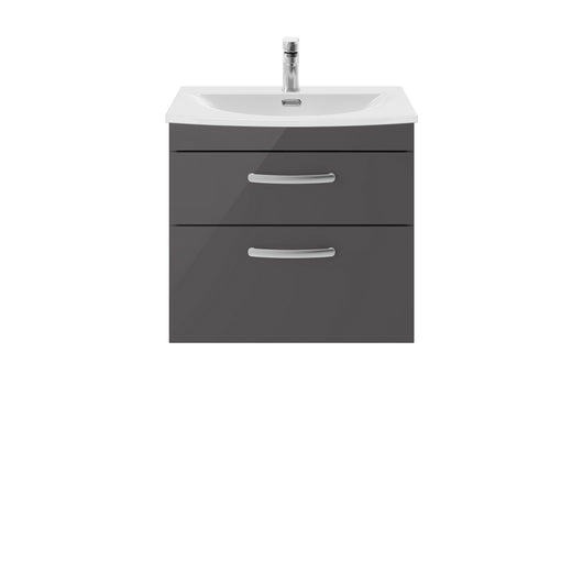  Nuie Athena 600mm Wall Hung Cabinet With Basin 4 - Gloss Grey - ATH078G