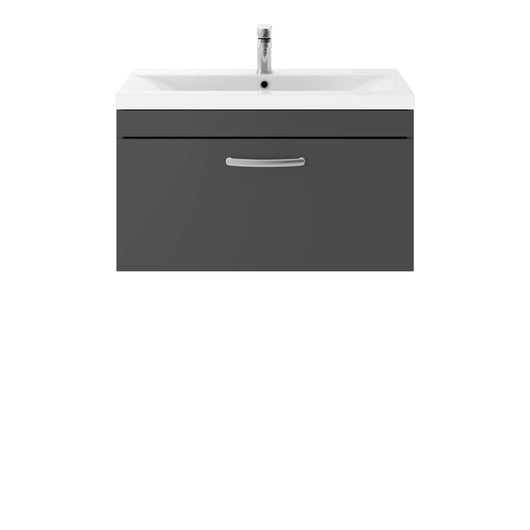  Nuie Athena 800mm Wall Hung Cabinet With Basin 1 - Gloss Grey - ATH080A