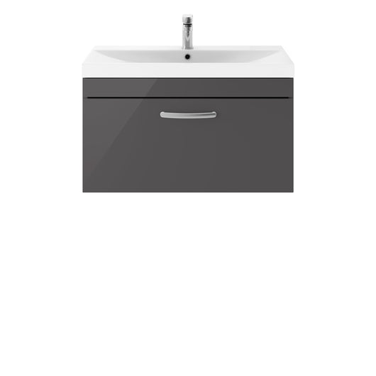  Nuie Athena 800mm Wall Hung Cabinet With Basin 3 - Gloss Grey - ATH080D