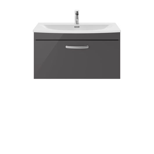  Nuie Athena 800mm Wall Hung Cabinet With Basin 4 - Gloss Grey - ATH080G