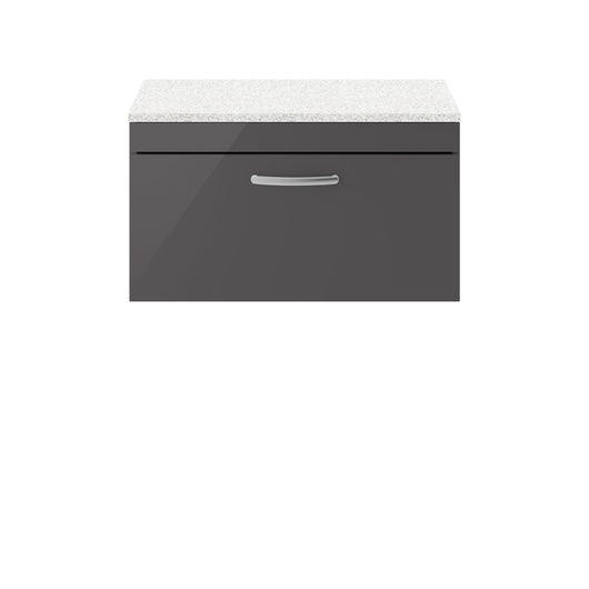  Nuie Athena 800mm Wall Hung Cabinet With Sparkling White Worktop - Gloss Grey - ATH080LSW