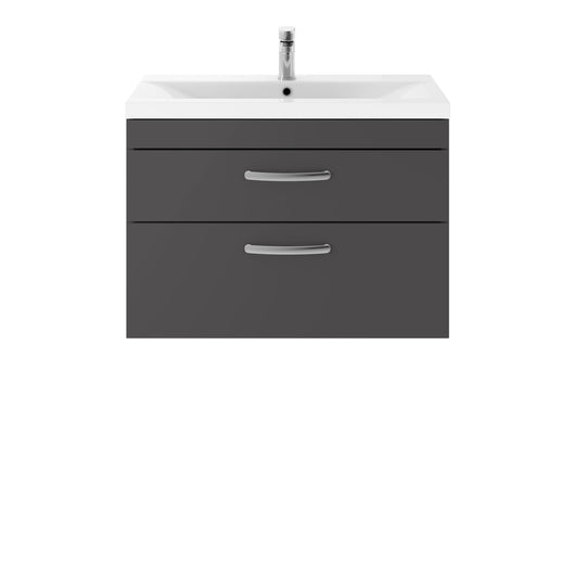  Nuie Athena 800mm Wall Hung Cabinet With Basin 1 - Gloss Grey - ATH081A