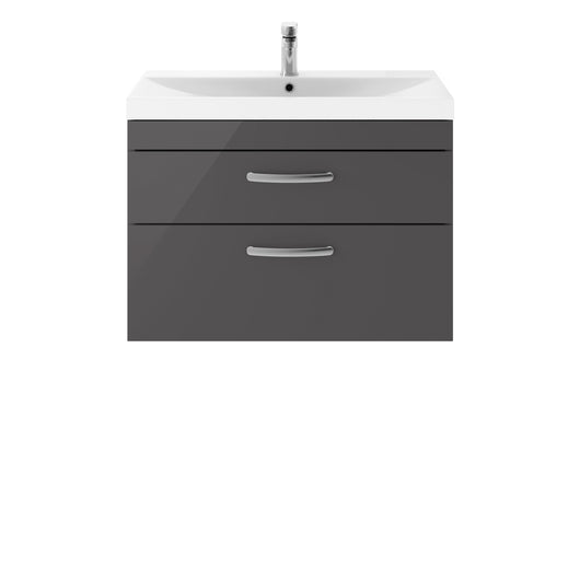  Nuie Athena 800mm Wall Hung Cabinet With Basin 3 - Gloss Grey - ATH081D