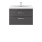 Nuie Athena 800mm Wall Hung Cabinet With Basin 3 - Gloss Grey - ATH081D - welovecouk