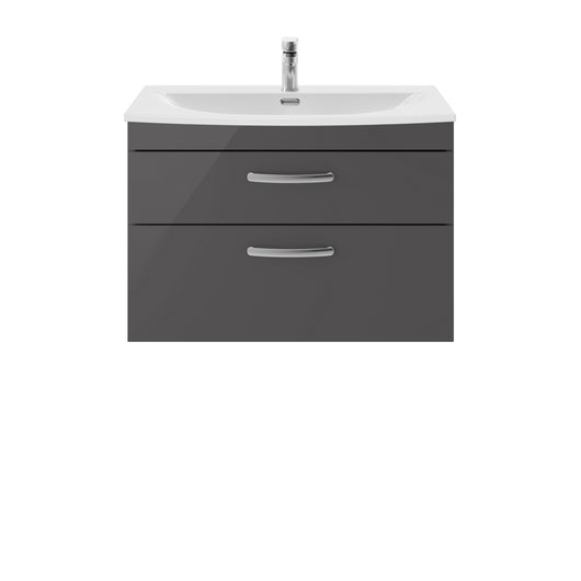  Nuie Athena 800mm Wall Hung Cabinet With Basin 4 - Gloss Grey - ATH081G