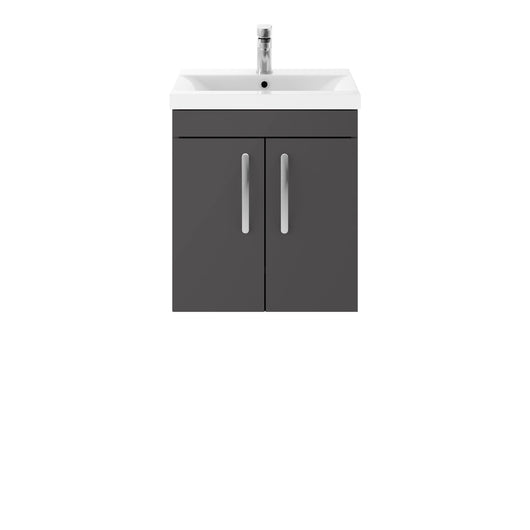 Nuie Athena 500mm Wall Hung Cabinet With Basin 1 - Gloss Grey - ATH087A