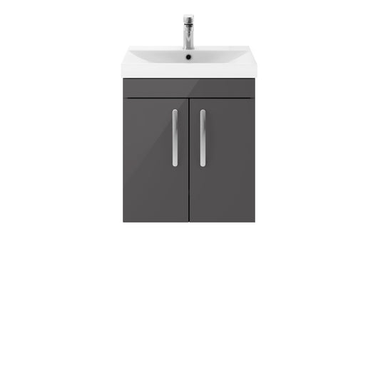  Nuie Athena 500mm Wall Hung Cabinet With Basin 3 - Gloss Grey - ATH087D