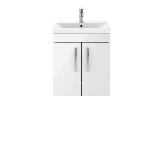  Nuie Athena 500mm Wall Hung Cabinet With Basin 1 - Gloss White