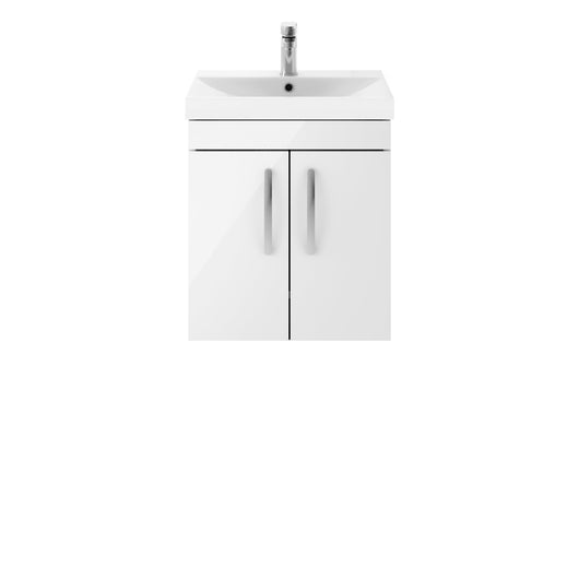  Nuie Athena 500mm Wall Hung Cabinet With Basin 3 - Gloss White