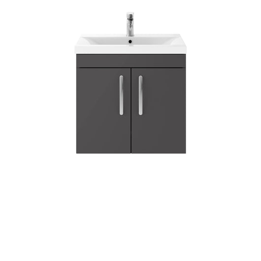  Nuie Athena 600mm Wall Hung Cabinet With Basin 1 - Gloss Grey - ATH094A