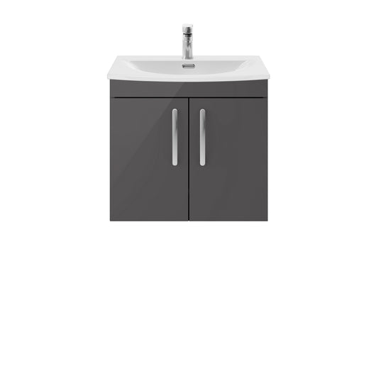 Nuie Athena 600mm Wall Hung Cabinet With Basin 4 - Gloss Grey - ATH094G