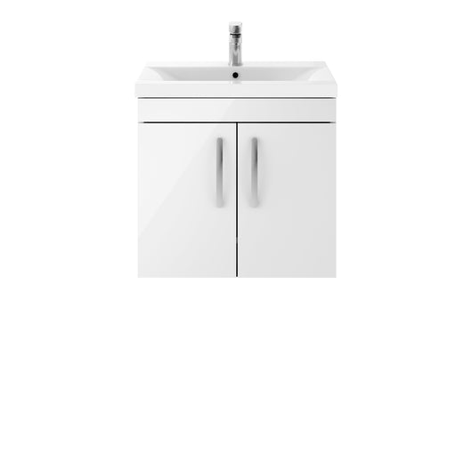  Nuie Athena 600mm Wall Hung Cabinet With Basin 1 - Gloss White