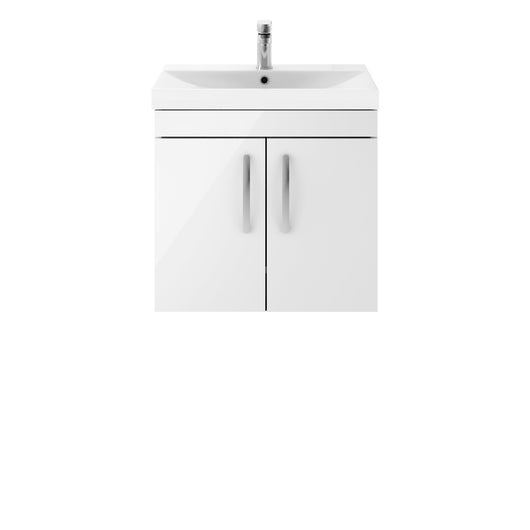  Nuie Athena 600mm Wall Hung Cabinet With Basin 3 - Gloss White