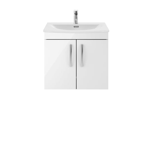  Nuie Athena 600mm Wall Hung Cabinet With Basin 4 - Gloss White