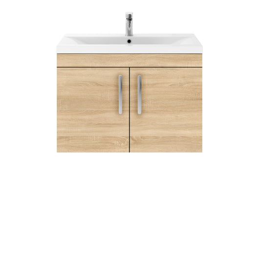  Nuie Athena 800mm Wall Hung Cabinet With Basin 1 - Natural Oak