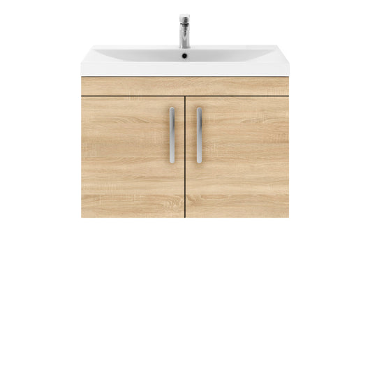  Nuie Athena 800mm Wall Hung Cabinet With Basin 3 - Natural Oak