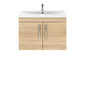 Nuie Athena 800mm Wall Hung Cabinet With Basin 3 - Natural Oak - welovecouk