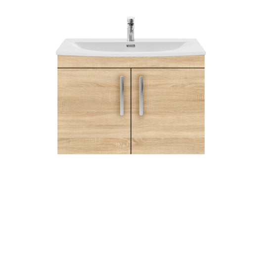  Nuie Athena 800mm Wall Hung Cabinet With Basin 4 - Natural Oak