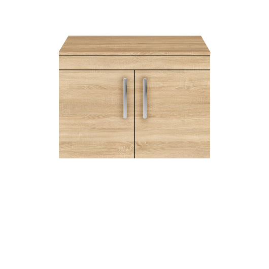  Nuie Athena 800mm Wall Hung Cabinet With Worktop - Natural Oak