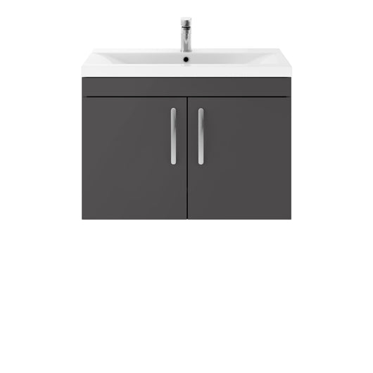  Nuie Athena 800mm Wall Hung Cabinet With Basin 1 - Gloss Grey - ATH101A