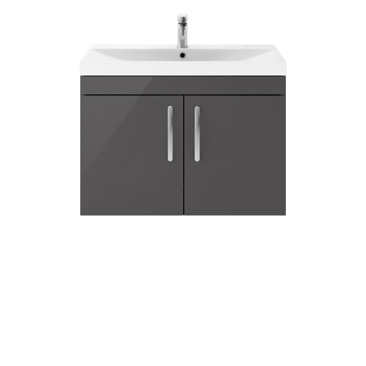  Nuie Athena 800mm Wall Hung Cabinet With Basin 3 - Gloss Grey - ATH101D