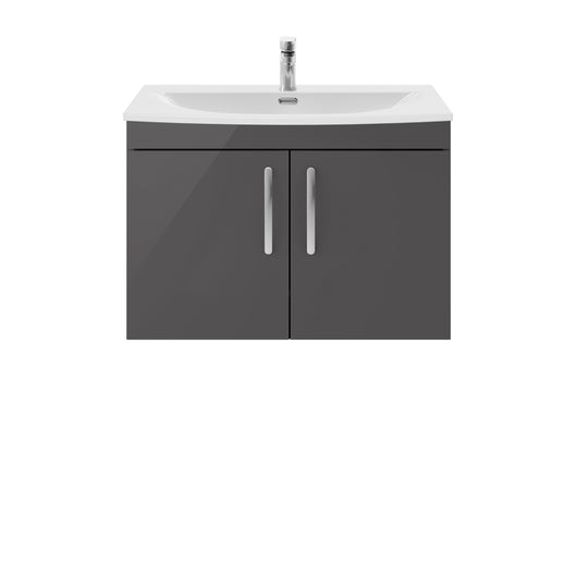  Nuie Athena 800mm Wall Hung Cabinet With Basin 4 - Gloss Grey - ATH101G