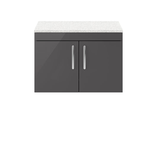  Nuie Athena 800mm Wall Hung Cabinet With Sparkling White Worktop - Gloss Grey - ATH101LSW