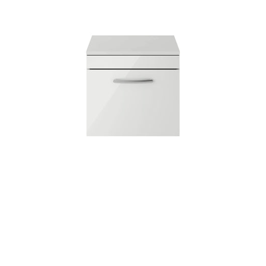  Nuie Athena 500mm Wall Hung Cabinet With Worktop - Gloss Grey Mist - ATH104W