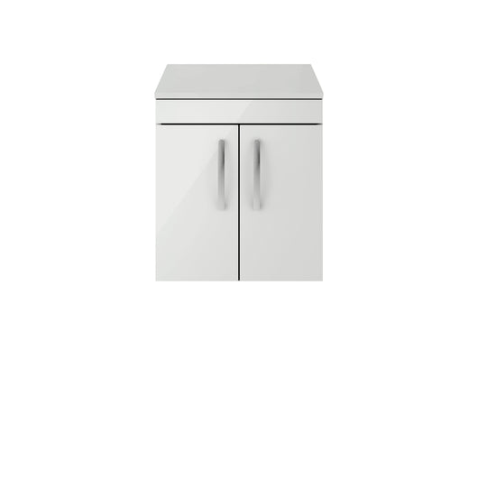  Nuie Athena 500mm Wall Hung Cabinet With Worktop - Gloss Grey Mist - ATH106W