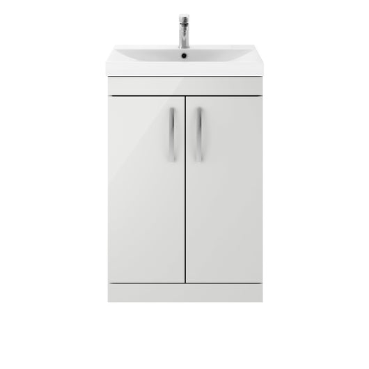  Nuie Athena 600mm Floor Standing Cabinet With Basin 3 - Gloss Grey Mist