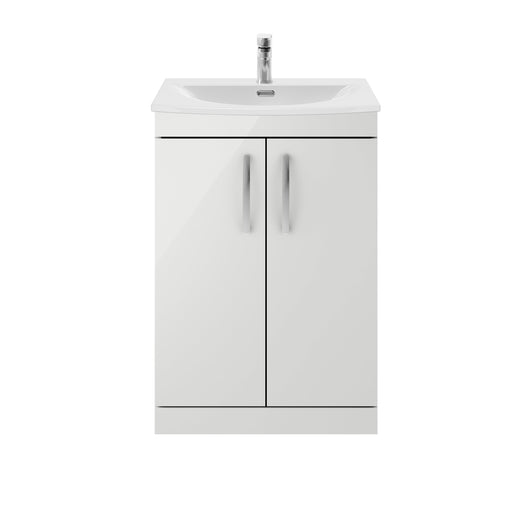  Nuie Athena 600mm Floor Standing Cabinet With Basin 4 - Gloss Grey Mist