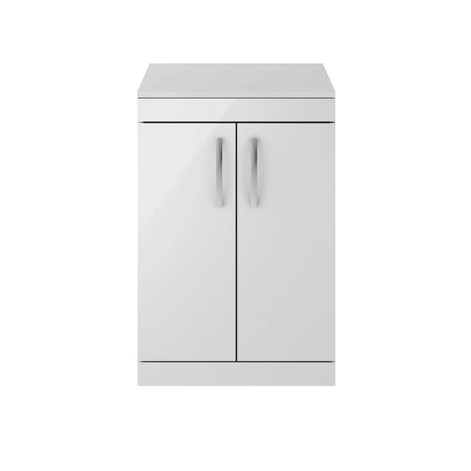  Nuie Athena 600mm Floor Standing Cabinet With Worktop - Gloss Grey Mist