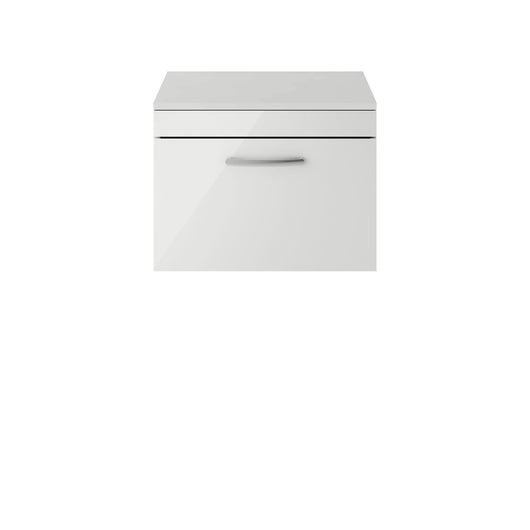  Nuie Athena 600mm Wall Hung Cabinet With Worktop - Gloss Grey Mist - ATH109W