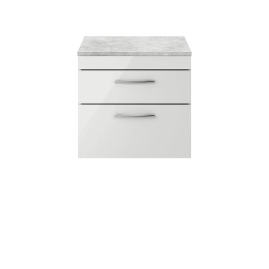  Nuie Athena 600mm Wall Hung Cabinet With Grey Worktop - Gloss Grey Mist - ATH110LBG