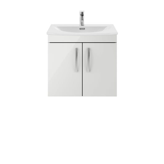  Nuie Athena 600mm Wall Hung Cabinet With Basin 4 - Gloss Grey Mist - ATH111G