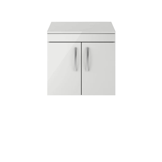  Nuie Athena 600mm Wall Hung Cabinet With Worktop - Gloss Grey Mist - ATH111W