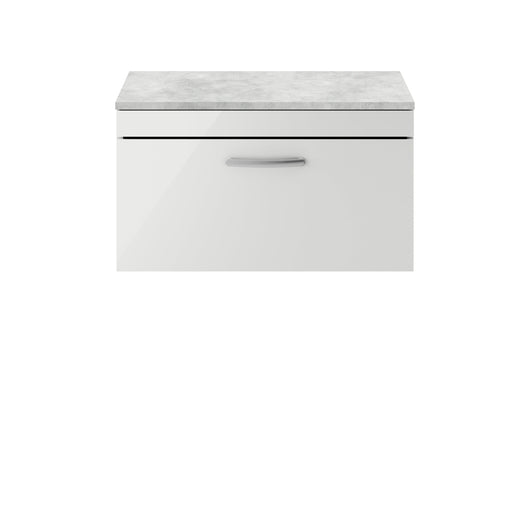  Nuie Athena 800mm Wall Hung Cabinet With Grey Worktop - Gloss Grey Mist - ATH113LBG