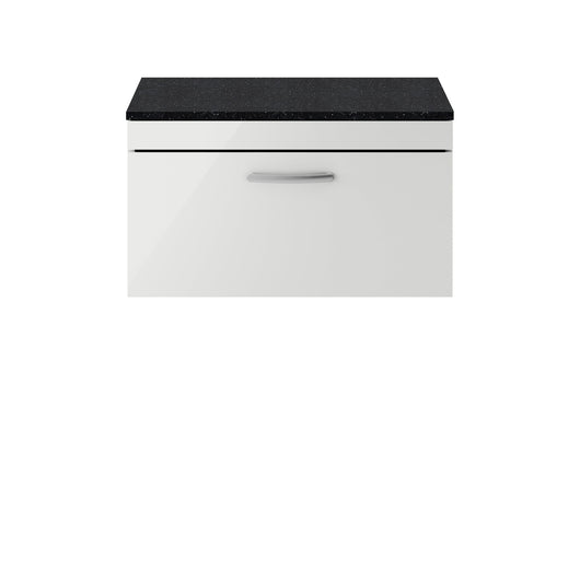  Nuie Athena 800mm Wall Hung Cabinet With Sparkling Black Worktop - Gloss Grey Mist - ATH113LSB